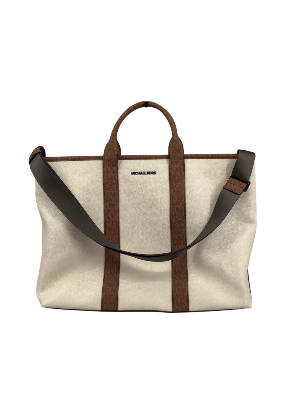 MK Leather Two-Tone Brown and Cream Men's Duffel Bag